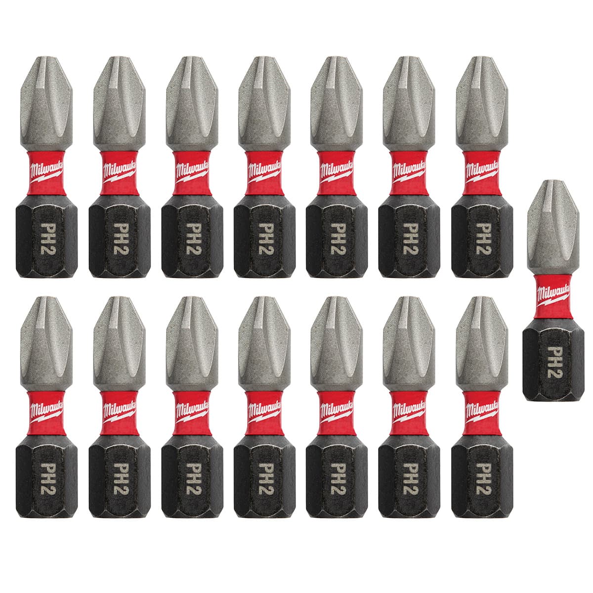 Set De 15 Puntas De Impacto Milwaukee Ph2 X 25mm