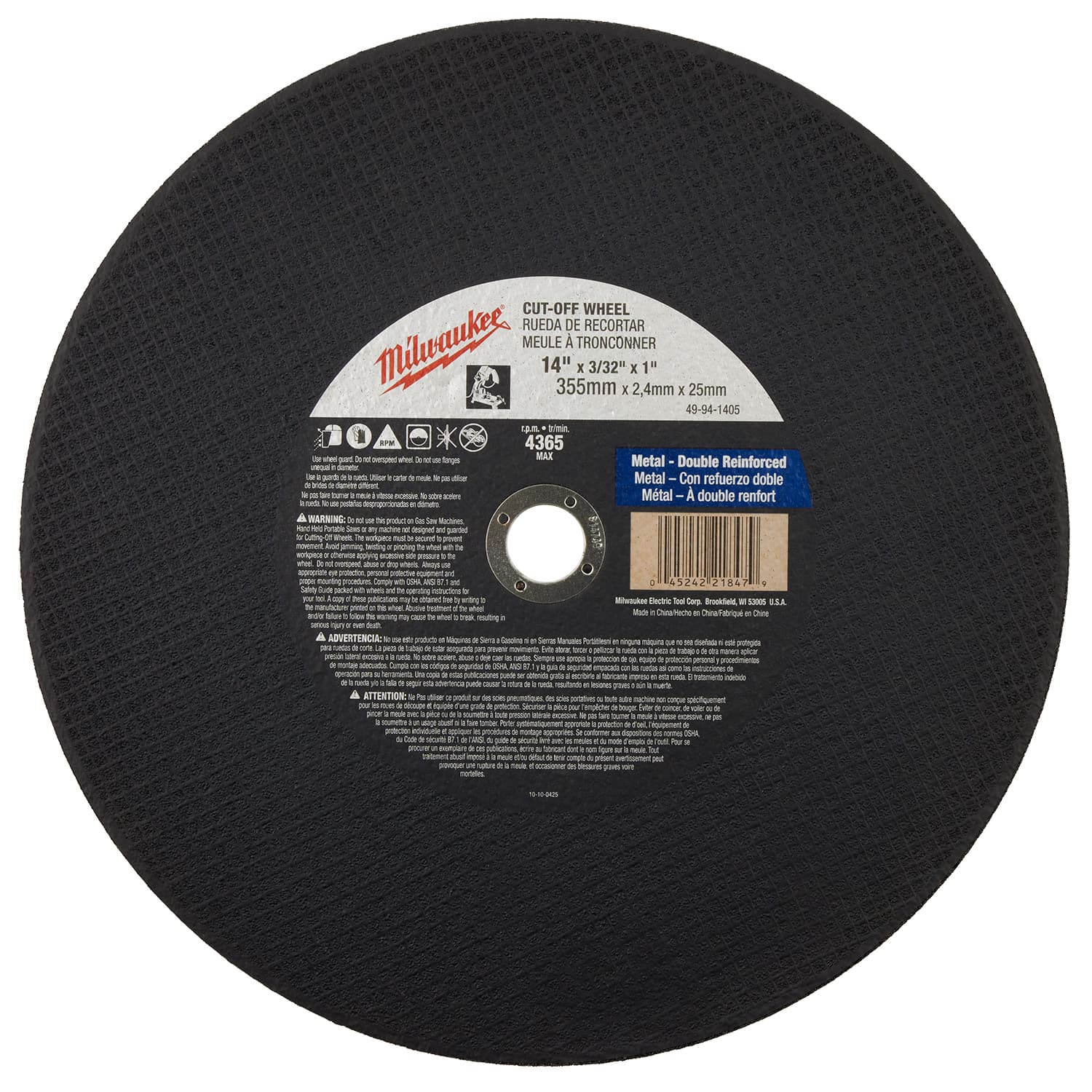 Disco de Corte Milwaukee 49-94-1405 Milwaukee Tronzadora